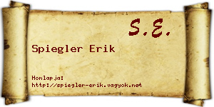 Spiegler Erik névjegykártya